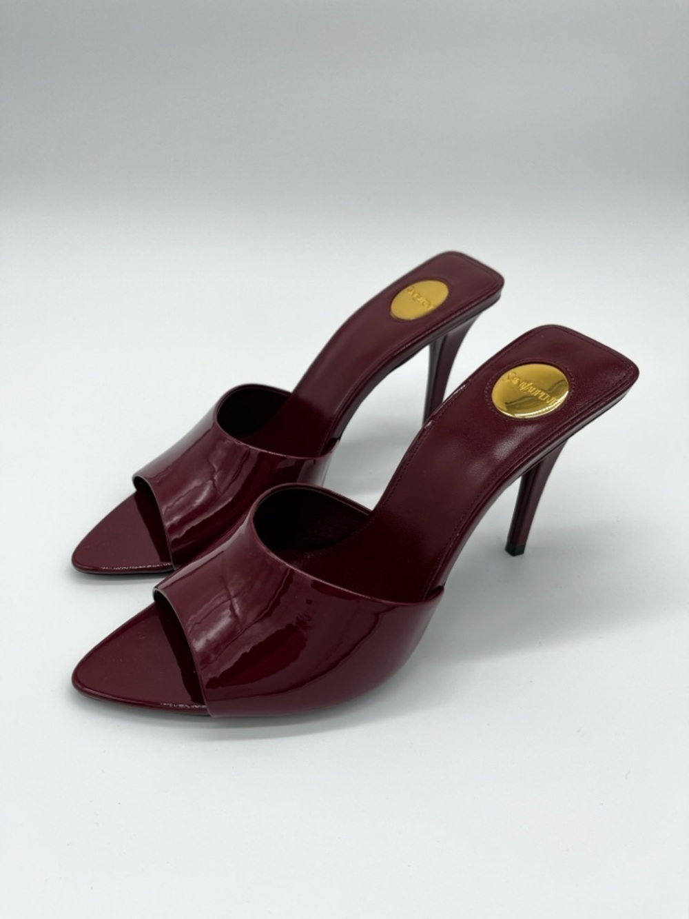 Saint Laurent Romy heeled Mules Patent Leather Stiletto Bordeaux - 8 - Picture 3 of 13
